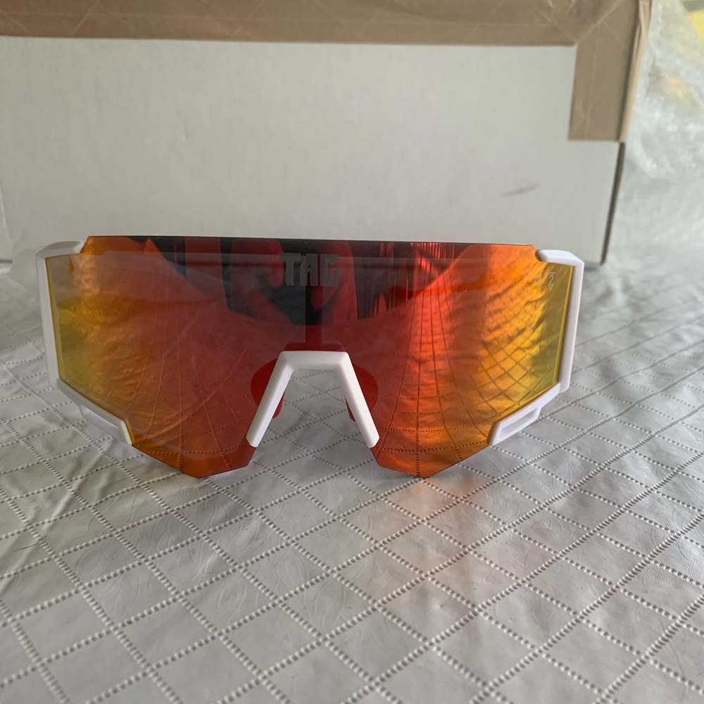 Polarized White Sunglasses with Orange Lenses